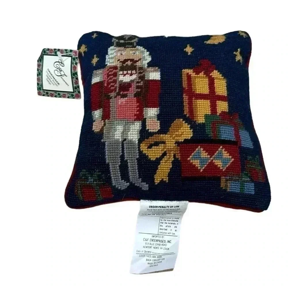 Nutcracker Needlepoint Small Decorative Pillow